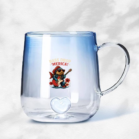Bass Drop 'Merica! Fishing Gradient Glass Mugs