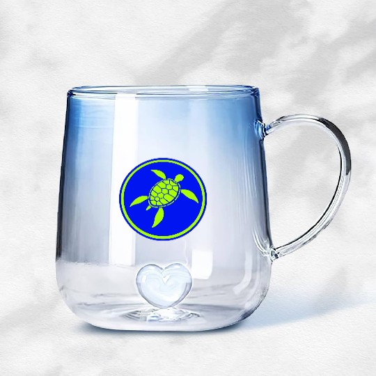 Water Turtle Shell Pattern Cool Lover Fun Swimming Gradient Glass Mugs