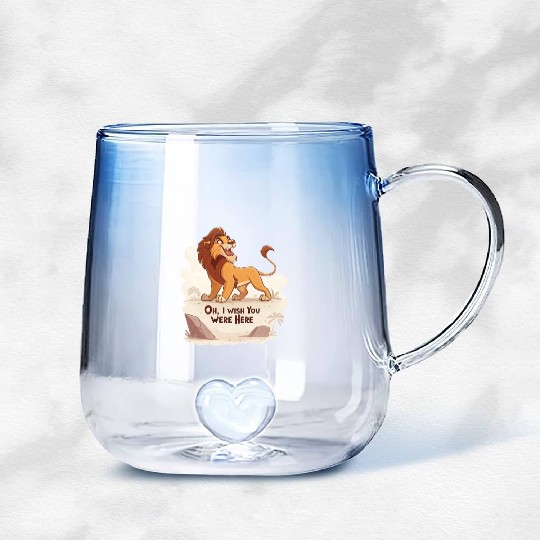 Lonely Lion Longing Gradient Glass Mugs