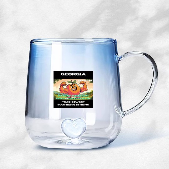 Georgia Peach State Art Gradient Glass Mugs