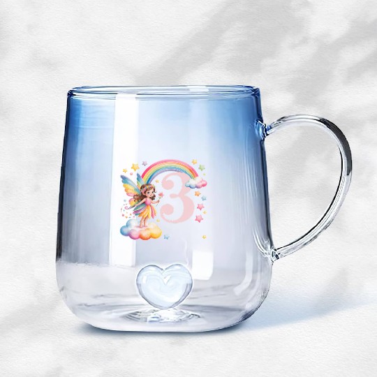 Magical Rainbow Fairy Elf 3nd Birthday Girl Gradient Glass Mugs