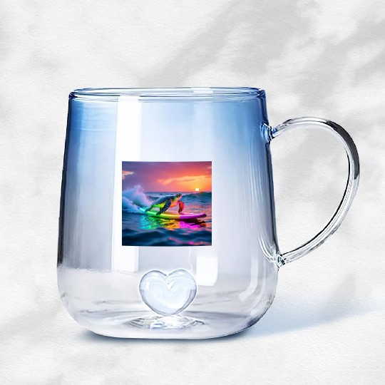 sea turtle design neon turtle Gradient Glass Mugs