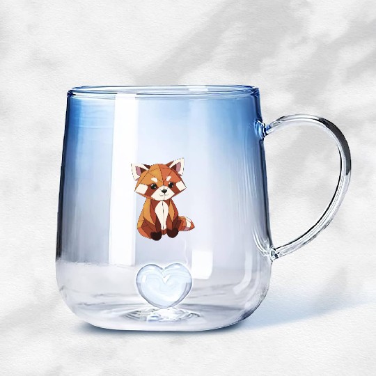 Cute red panda Gradient Glass Mugs