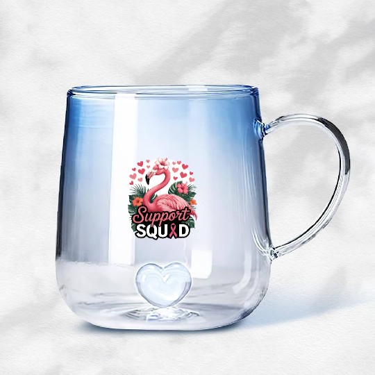 Pink Flamingo Support Squad Design Gradient Glass Mugs