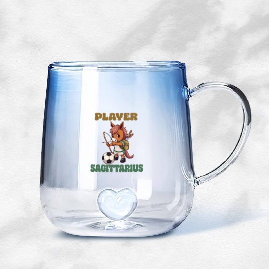 Soccer Player Sagittarius Zodiac Sign Soccer Gradient Glass Mugs