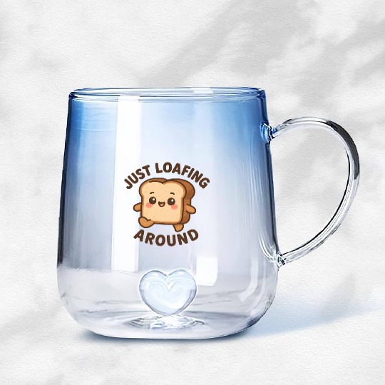 Cute Toast Loafing Meme Design Gradient Glass Mugs