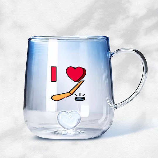 I LOVE HOCKEY #1 Gradient Glass Mugs