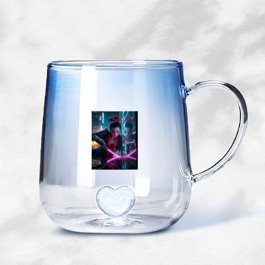 Cyberpunk Samurai Girl Gradient Glass Mugs
