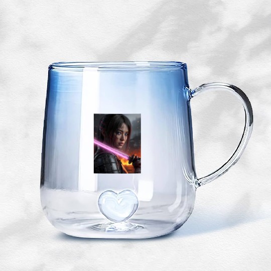 Cyberpunk Samurai Girl Gradient Glass Mugs