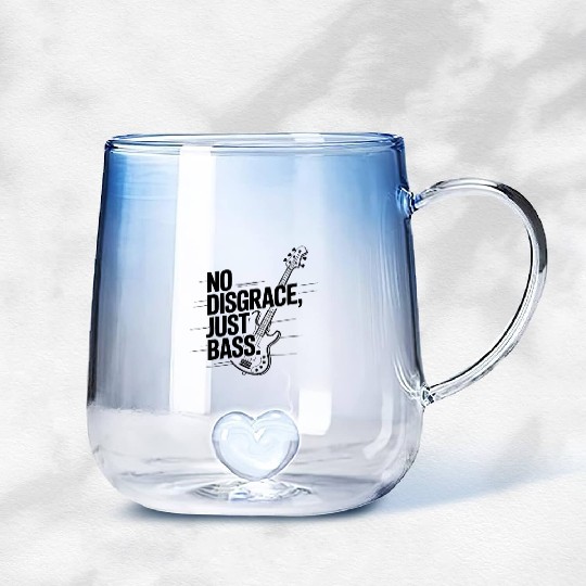 Just Bass, No Disgrace – White Gradient Glass Mugs