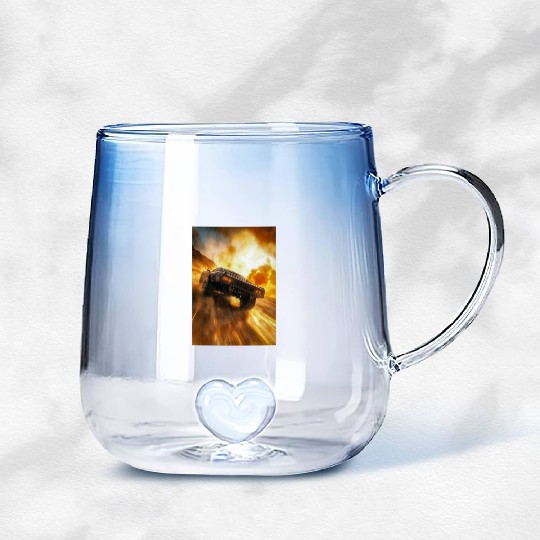 Muscle Car in Firestorm Drift Gradient Glass Mugs