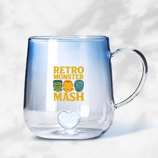 Retro Monster Mash Gradient Glass Mugs Design
