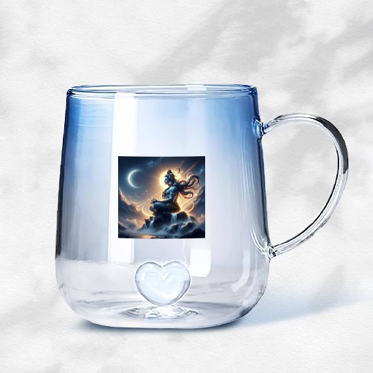 Celestial Meditation Oracle Design Gradient Glass Mugs