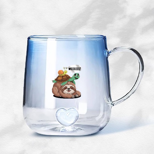 Weeeeee! Sloth Turtle Snail Fun Gradient Glass Mugs