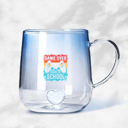 Game Over Back to School Gradient Glass Mugs – Retro Gamer