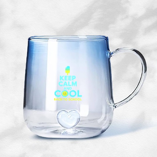 Keep Calm And Back to School Ice Cream Smile Gradient Glass Mugs