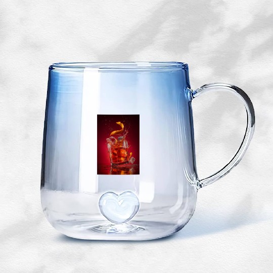 Splashing Negroni Cocktail Gradient Glass Mugs