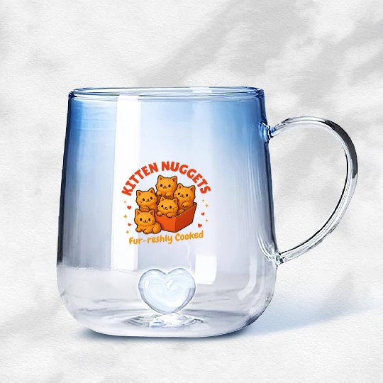 Cute Kitten Nuggets – Funny Food Cat Gradient Glass Mugs