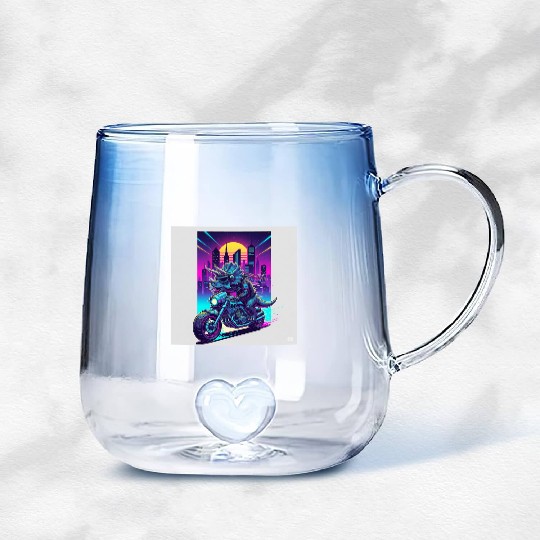 Futuristic Rhinoceros Cyber Ride Gradient Glass Mugs