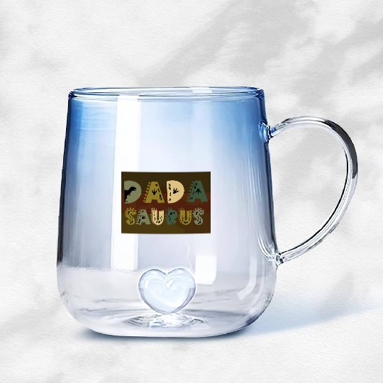 Dada Saurus Gradient Glass Mugs, Dinosaur Dad Gradient Glass Mugs