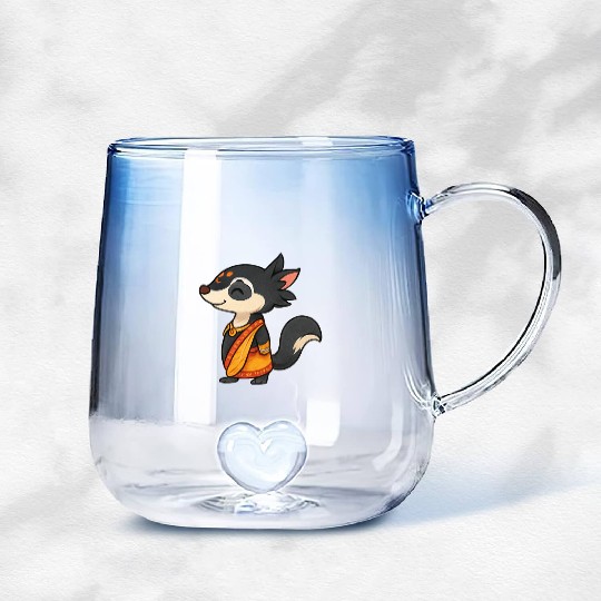 Adorable Animal Character in Vibrant Attire Gradient Glass Mugs