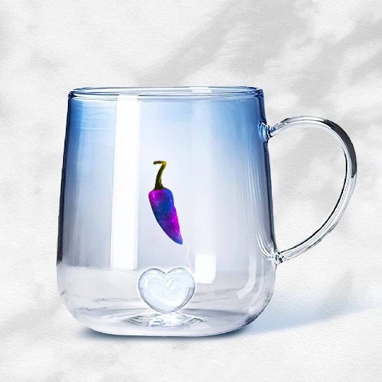 Galaxy Themed Chili Pepper Design Gradient Glass Mugs