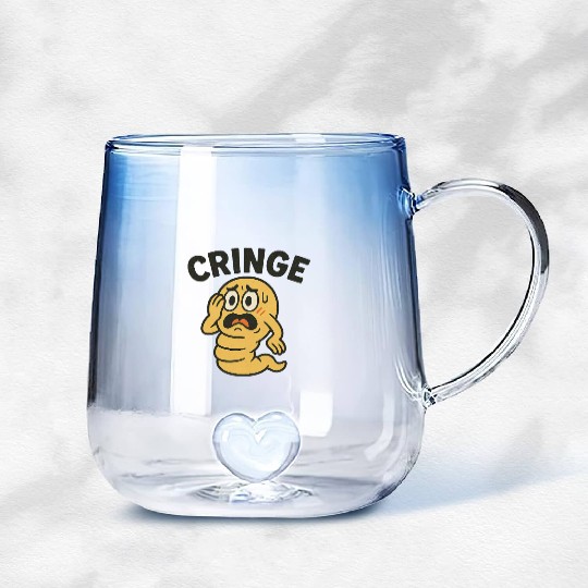 Cringe Meme Worm Illustration Gradient Glass Mugs