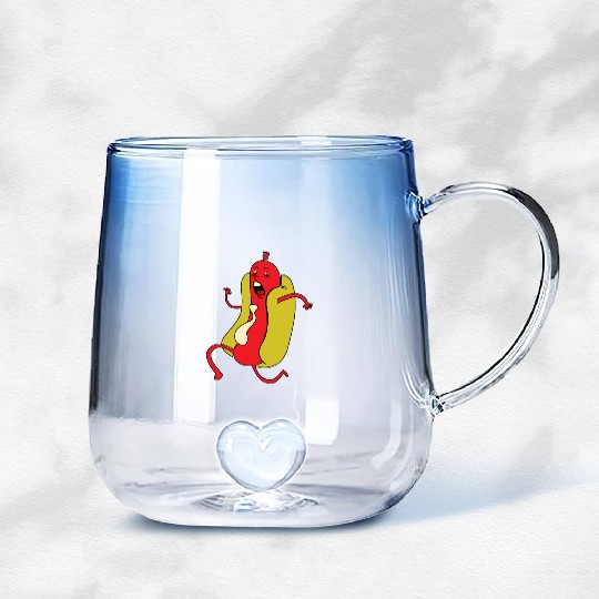 Hot Dog Animated and Playful Character Gradient Glass Mugs