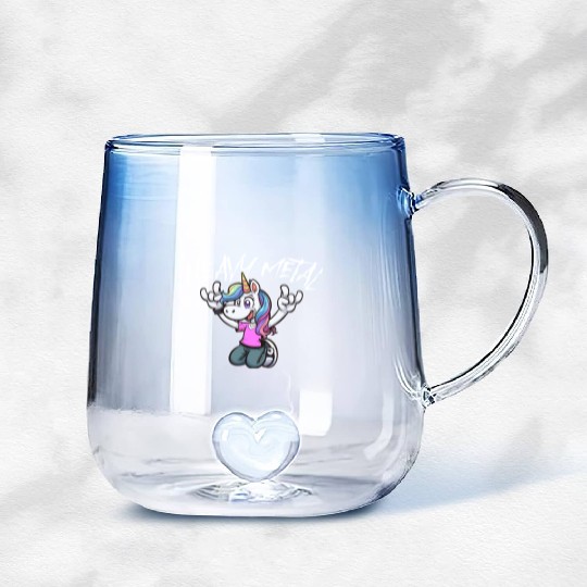 Vibrant Unicorn Rock Hand Design heavy Metal Gradient Glass Mugs