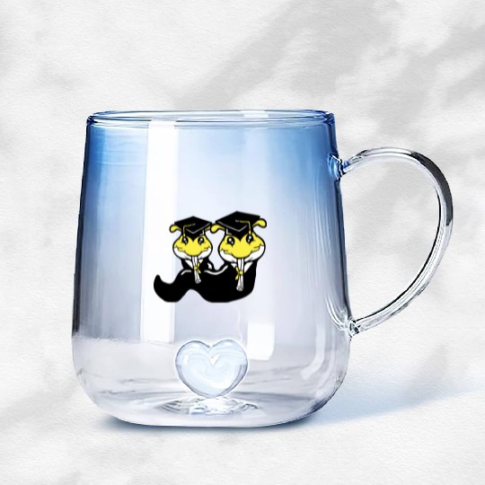 2 Caterpillar school graduation passed two College Gradient Glass Mugs