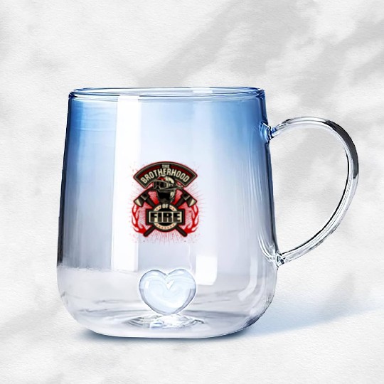 Brotherhood of Fire Firefighter Emblem Gradient Glass Mugs