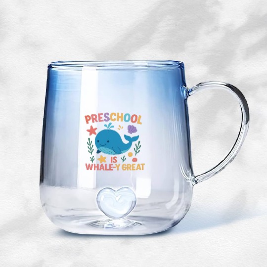 Preschool is Whale-y Great Preschool Teacher-Ocean Gradient Glass Mugs