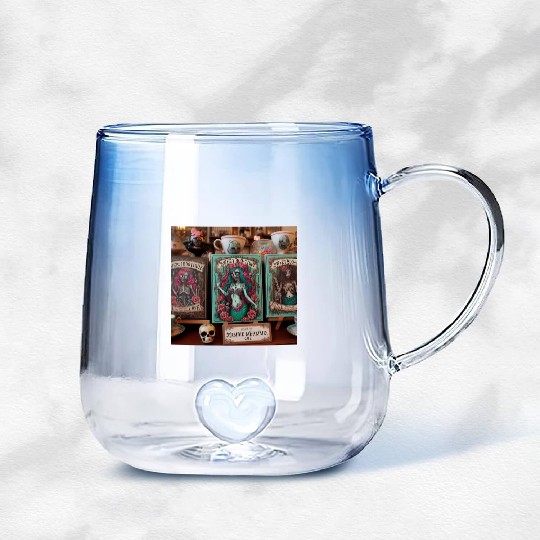 Colorful Sugar Skull Mermaid Design Gradient Glass Mugs