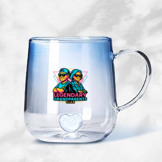Legendary Grandparents Retro Neon Gradient Glass Mugs
