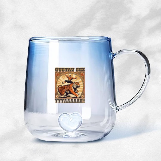 Circus Performer Strong Man Lion Tamer Tiger Gradient Glass Mugs