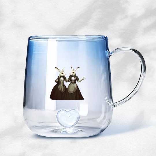 Elegant Rabbit Couple Costume Design Gradient Glass Mugs