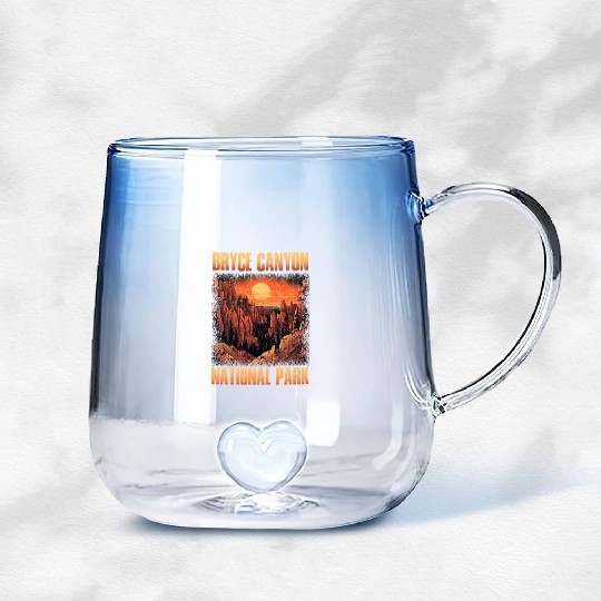 Bryce Canyon National Park Sunset Illustration Gradient Glass Mugs