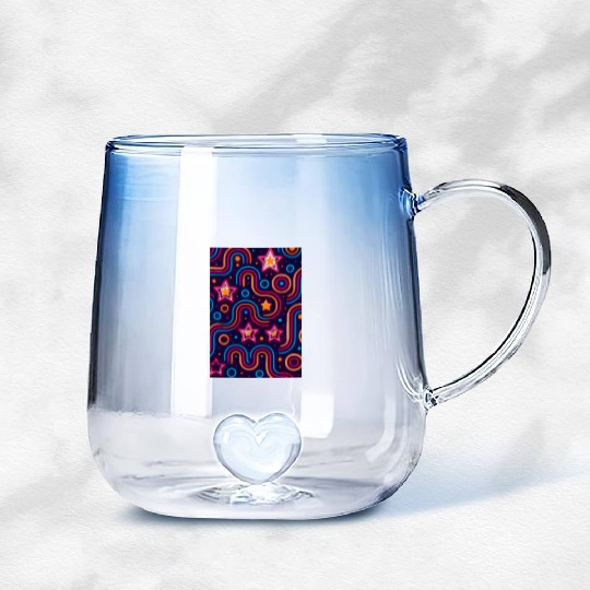 Neon Starburst Cosmic Pattern Gradient Glass Mugs