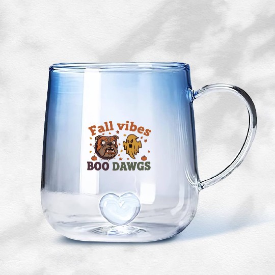 Fall vibes | Halloween Bulldog Ghost  Gradient Glass Mugs