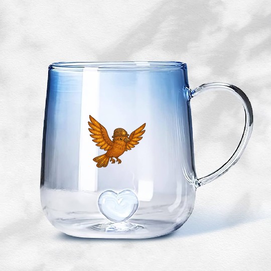 Steampunk Owl with Gears and Lantern Gradient Glass Mugs