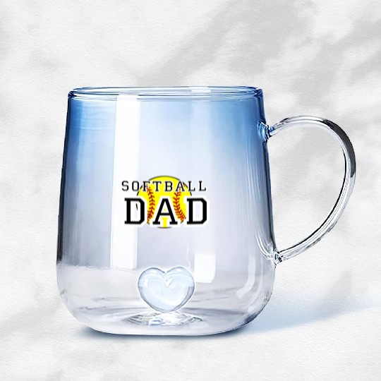 Softball Dad Gradient Glass Mugs