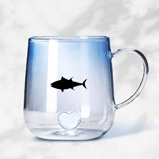 Tuna Fish Silhouette Gradient Glass Mugs