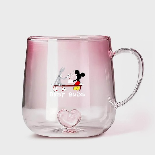 Bugs Bunny and Mickey Mouse Best Buds, Funny Disney Loone y Tunes Gradient Glass Mugs