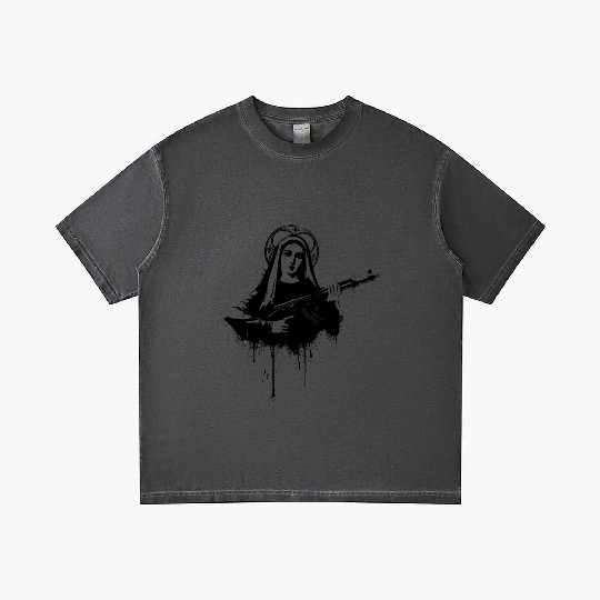 Virgin Mary with Kalashnikovs AK47 Gradient T Shirts