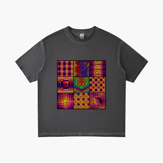 9 Panel Square Fractal Collage of Computer Art Gradient T Shirts