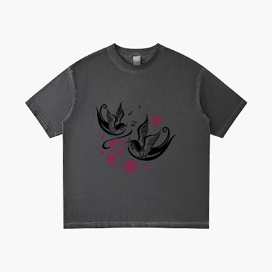 Sakura Cherry Blossom Swallow Birds Spring Flowers Gradient T Shirts
