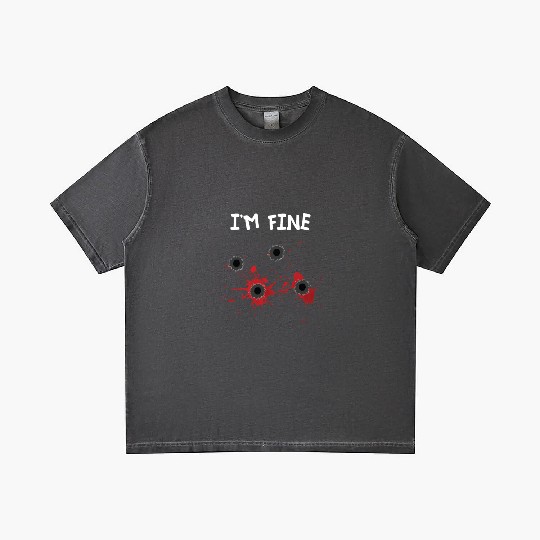 I Am Fine Halloween Men | Bloody Bullet Hole Humor Gradient T Shirts