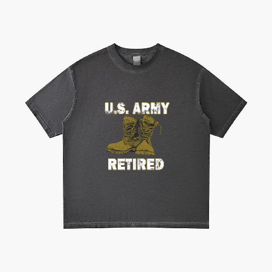 US Army Retired Distressed With Logo Short Sleeve Gradient T Shirts