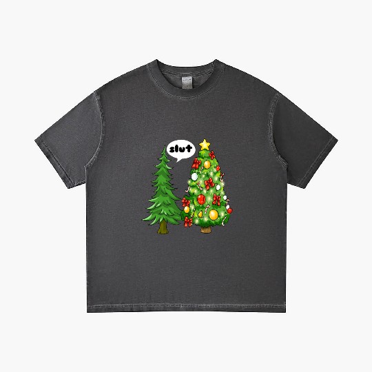 Funny Christmas Tree Slut Gradient T Shirts