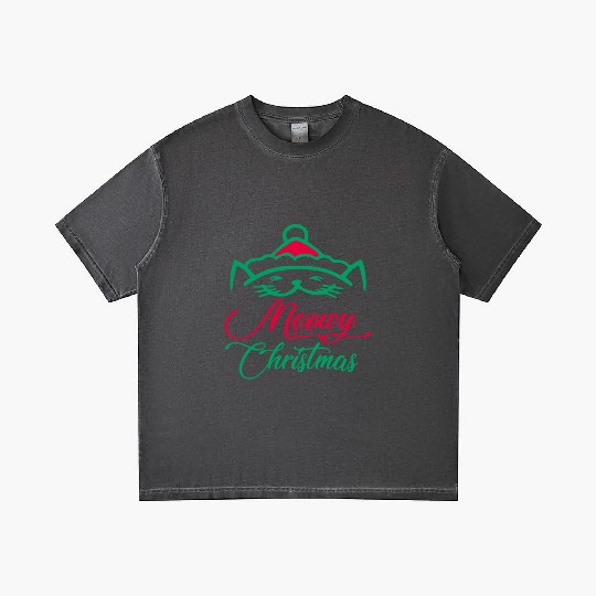 christmas cat meowy christmas - Funny Christmas Gradient T Shirts